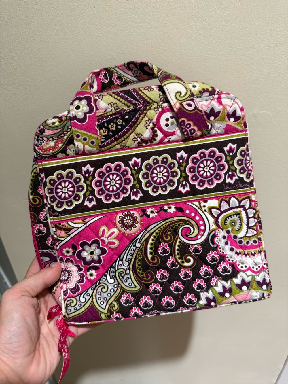 Vera Bradley Quilted Lay Flat Cosmetic Travel Bag Makeup Organizer Paisley